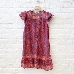 Veronica Beard || Lorraine Floral Flutter Sleeve Mini Dress Red Small